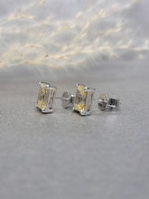 Load image into Gallery viewer, 1.00ct/Ea Emerald Cut Pastel Yellow Diamond Simulant Earring