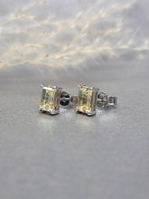 Load image into Gallery viewer, 1.00ct/Ea Emerald Cut Pastel Yellow Diamond Simulant Earring