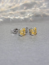 Load image into Gallery viewer, 1.00ct/Ea Asscher Cut Vivid Yellow Diamond Simulant Earring