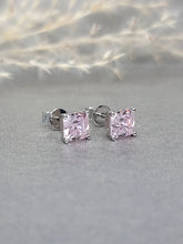 Load image into Gallery viewer, 1.00ct/Ea Asscher Cut Vivid Pink Diamond Simulant Earring