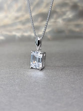 Load image into Gallery viewer, 2.00ct Emerald Cut Colorless Diamond Simulant Necklace