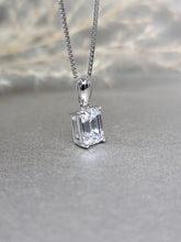Load image into Gallery viewer, 2.00ct Emerald Cut Colorless Diamond Simulant Necklace
