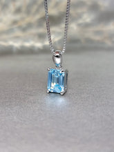 Load image into Gallery viewer, 2.00ct Emerald Cut Topaz Blue Diamond Simulant Necklace