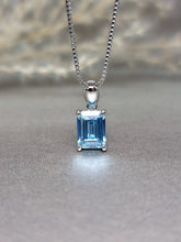 Load image into Gallery viewer, 2.00ct Emerald Cut Topaz Blue Diamond Simulant Necklace