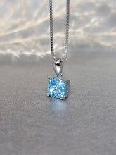 Load image into Gallery viewer, 2.00ct Cushion Cut Topaz Blue Diamond Simulant Necklace