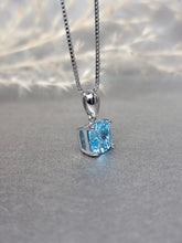 Load image into Gallery viewer, 2.00ct Cushion Cut Topaz Blue Diamond Simulant Necklace