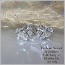 Load image into Gallery viewer, 2.70ct Fancy Cut Lab Grown Diamond 10k White Gold Ear Studs
