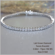 Load image into Gallery viewer, 3.60ct Lab Grown Diamond Tennis Bracelet 10k White Gold
