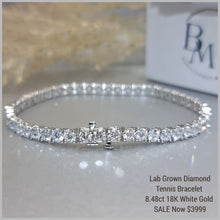 Load image into Gallery viewer, 8.48ct Lab Grown Diamond Tennis Bracelet 18k White Gold
