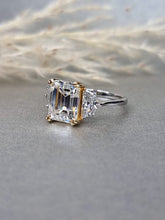 Load image into Gallery viewer, 4.00ct Emerald Cut With Epaulette Brilliant Cut Side stone Ring
