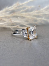 Load image into Gallery viewer, 4.00ct Emerald Cut With Epaulette Brilliant Cut Side stone Ring
