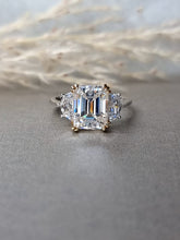 Load image into Gallery viewer, 4.00ct Emerald Cut With Epaulette Brilliant Cut Side stone Ring
