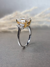 Load image into Gallery viewer, 4.00ct Emerald Cut With Epaulette Brilliant Cut Side stone Ring
