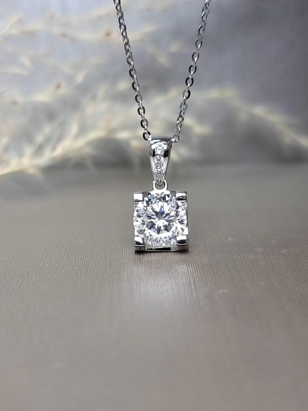 2.00ct Cushion Cut Moissanite Diamond Inspired Design Necklace