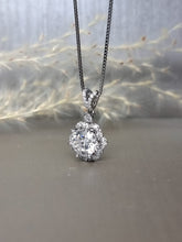 Load image into Gallery viewer, 2.00ct Round Brilliant Cut Moissanite Diamond With Wavy Halo Setting Necklace
