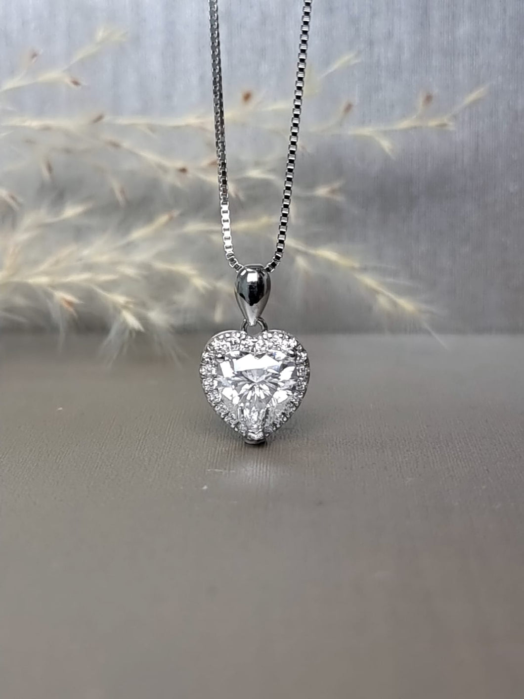 2.00ct Heart Shape Halo Moissanite Diamond Necklace