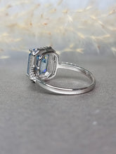Load image into Gallery viewer, 4.00ct Emerald Cut Vivid Blue Moissanite Diamond Ring
