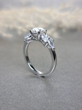Load image into Gallery viewer, 1.00ct Round Brilliant Cut Moissanite Diamond With Side Marquise Cut Stone Ring
