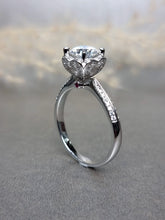 Load image into Gallery viewer, 1.00ct Round Brilliant Cut Moissanite Diamond With Hidden Halo Stone Ring
