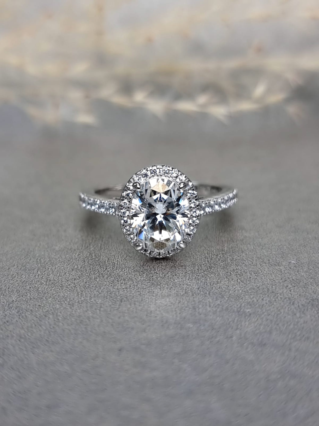 2.00ct Oval Shape Halo Moissanite Diamond Ring