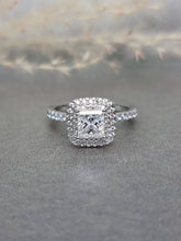 Load image into Gallery viewer, 1.00ct Princess Cut Moissanite Diamond With Double Halo Ring
