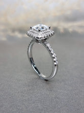 Load image into Gallery viewer, 1.00ct Princess Cut Moissanite Diamond With Double Halo Ring
