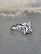 Load image into Gallery viewer, 1.00ct Princess Cut Moissanite Diamond With Double Halo Ring

