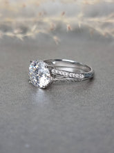 Load image into Gallery viewer, 3.00ct Round Brilliant Cut Moissanite Diamond With Double V Band Ring
