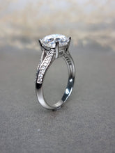 Load image into Gallery viewer, 3.00ct Round Brilliant Cut Moissanite Diamond With Double V Band Ring
