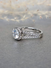 Load image into Gallery viewer, 1.50ct Round Brilliant Cut Moissanite Diamond With Halo V Band  Ring
