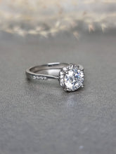 Load image into Gallery viewer, 1.00ct Round Brilliant Cut Moissanite Diamond With Side Stone Ring
