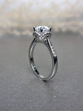 Load image into Gallery viewer, 1.00ct Round Brilliant Cut Moissanite Diamond With Side Stone Ring
