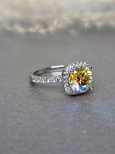 Load image into Gallery viewer, 2.00ct Round Brilliant Cut Rainbow Moissanite Diamond With Halo Side Stone Ring
