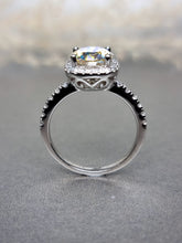 Load image into Gallery viewer, 2.00ct Round Brilliant Cut Rainbow Moissanite Diamond With Halo Side Stone Ring
