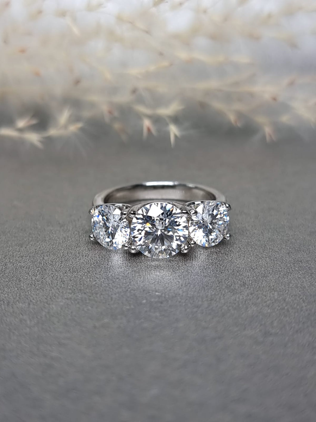 4.00ct Round Brilliant Cut Trilogy Moissanite Diamond Ring