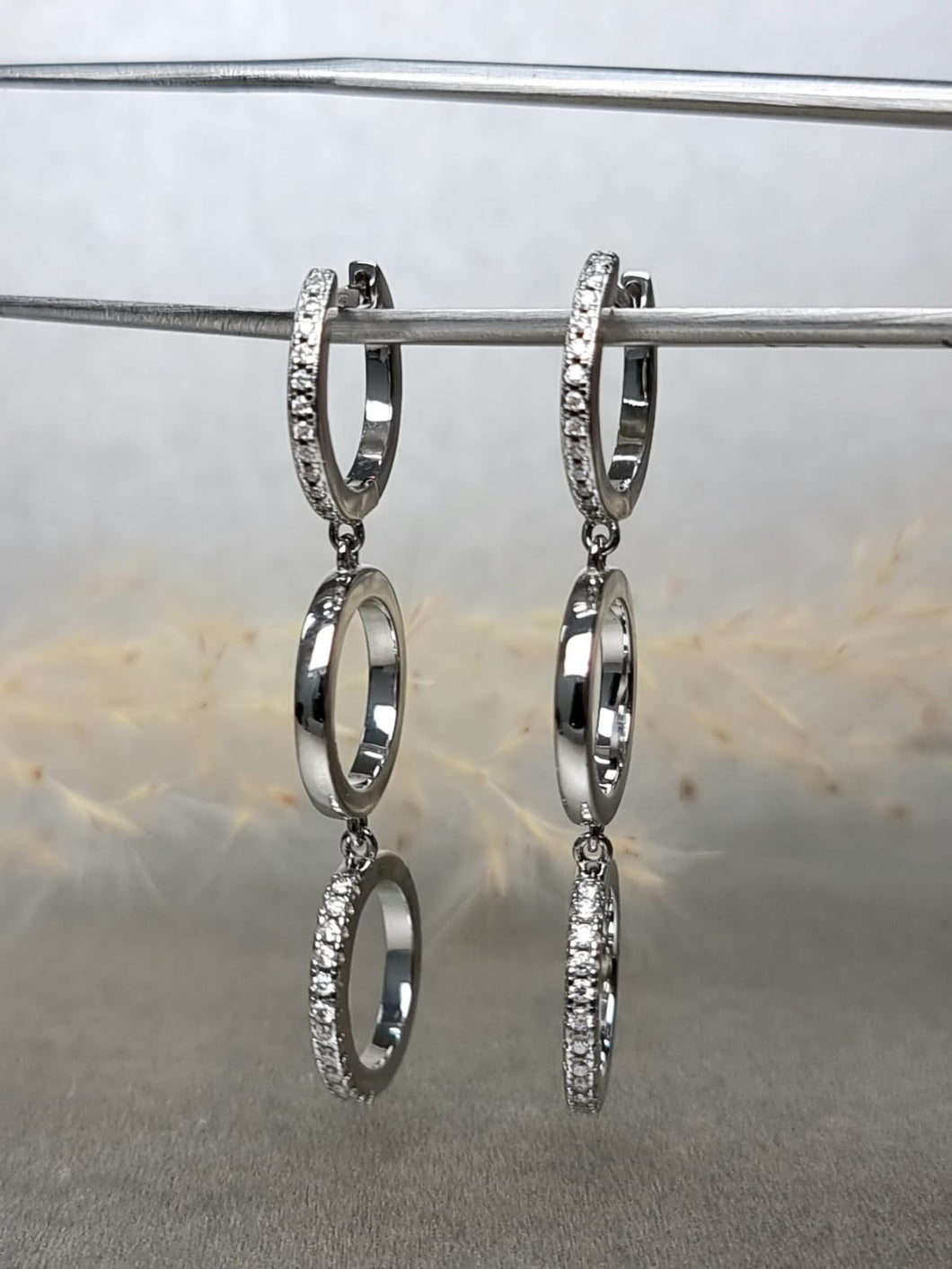 Moissanite Diamond Triple Hoop Dangling Earring