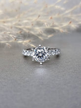 Load image into Gallery viewer, 2.00ct Round Brilliant Cut Moissanite Diamond Classic Side Stone Ring
