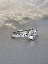 Load image into Gallery viewer, 2.00ct Round Brilliant Cut Moissanite Diamond Classic Side Stone Ring
