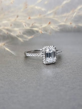 Load image into Gallery viewer, 1.00ct Emerald Cut Moissanite Diamond Halo Ring
