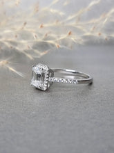 Load image into Gallery viewer, 1.00ct Emerald Cut Moissanite Diamond Halo Ring
