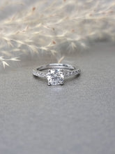 Load image into Gallery viewer, 1.00ct Cushion Cut Moissanite Diamond With Side Stone Classic Ring

