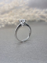 Load image into Gallery viewer, 1.00ct Cushion Cut Moissanite Diamond With Side Stone Classic Ring
