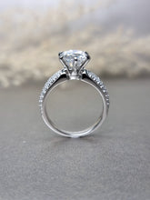 Load image into Gallery viewer, 2.00ct Round Brilliant Moissanite Diamond With Side Stone Pave Ring
