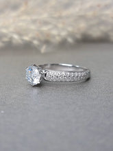 Load image into Gallery viewer, 1.00ct Round Brilliant Cut Moisssanite Diamond With Side Stone Pave Ring
