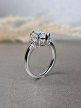 Load image into Gallery viewer, 2.50ct Duchess Cut Moissanite Diamond , 0.15ct Emerald Cut Side Lab Grown Moissanite Ring
