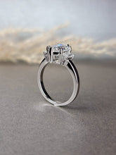 Load image into Gallery viewer, 2.50ct Duchess Cut Moissanite Diamond , 0.15ct Emerald Cut Side Lab Grown Moissanite Ring
