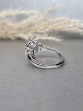 Load image into Gallery viewer, 2.50ct Duchess Cut Moissanite Diamond , 0.15ct Emerald Cut Side Lab Grown Moissanite Ring
