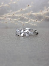Load image into Gallery viewer, 1.00ct Round Brilliant Cut Moissanite Diamond With Side Stone Marquise Cut Ring
