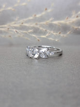 Load image into Gallery viewer, 1.00ct Round Brilliant Cut Moissanite Diamond With Side Stone Marquise Cut Ring
