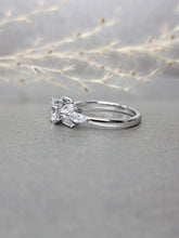 Load image into Gallery viewer, 1.00ct Round Brilliant Cut Moissanite Diamond With Side Stone Marquise Cut Ring
